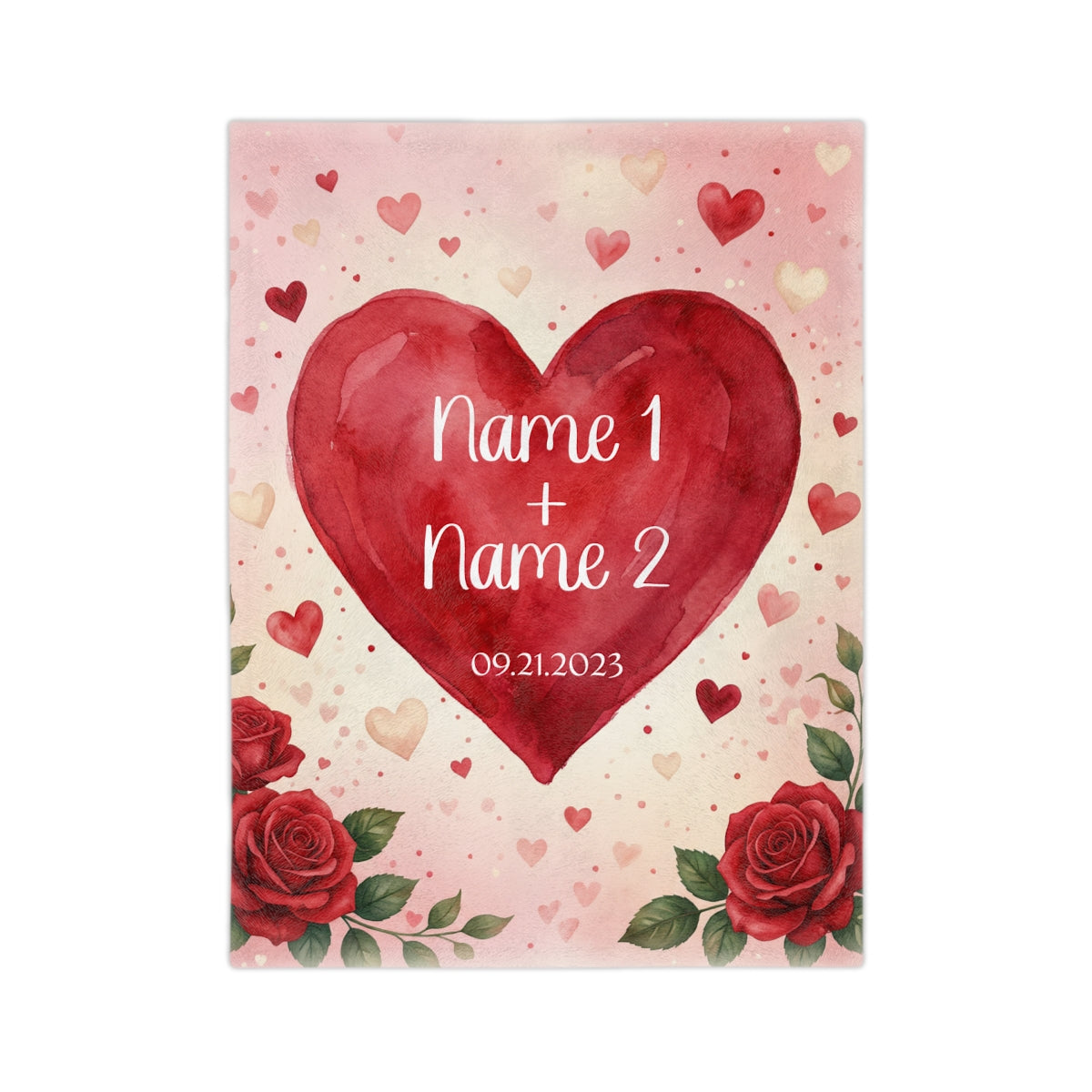 Personalized Couple's Valentine's Day Fleece Blanket, 100% Cotton, Custom Romantic Gift for Any Couple